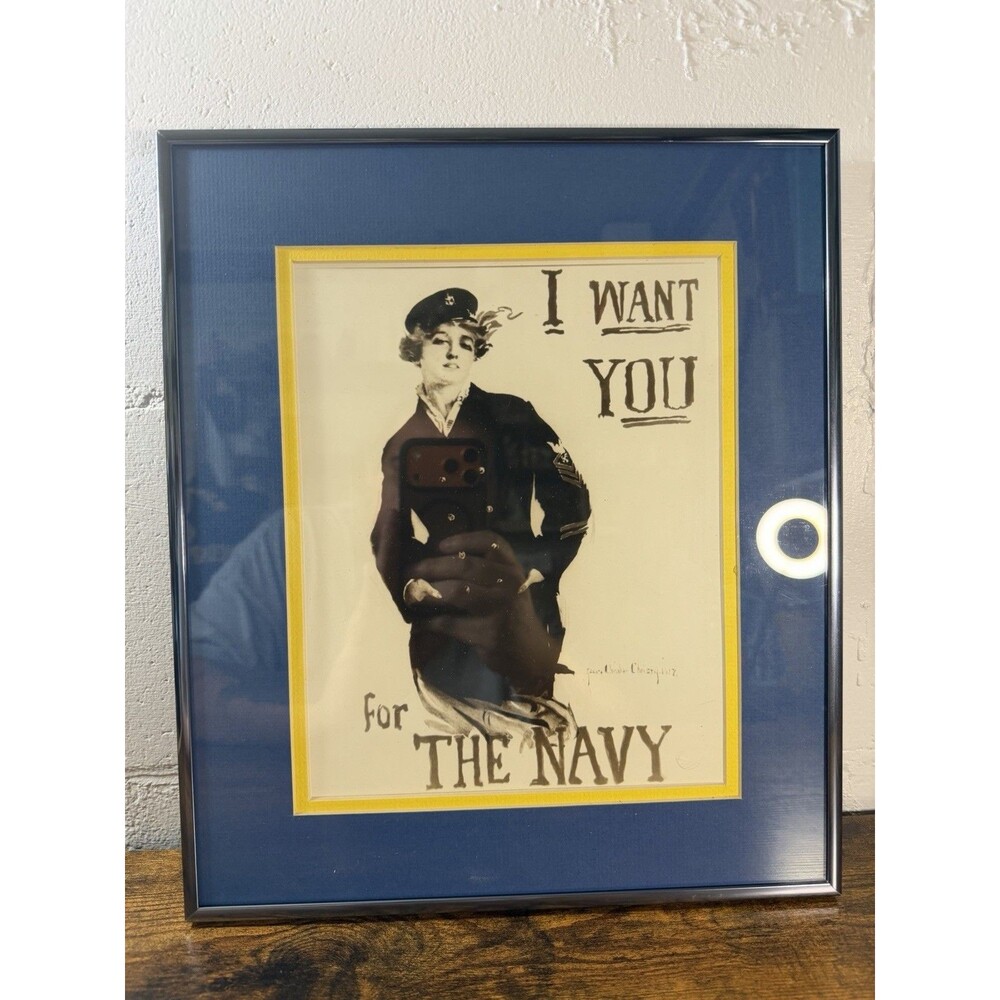 Vintage I Want You For The Navy Poster Print Framed Howard Chandler Christy
